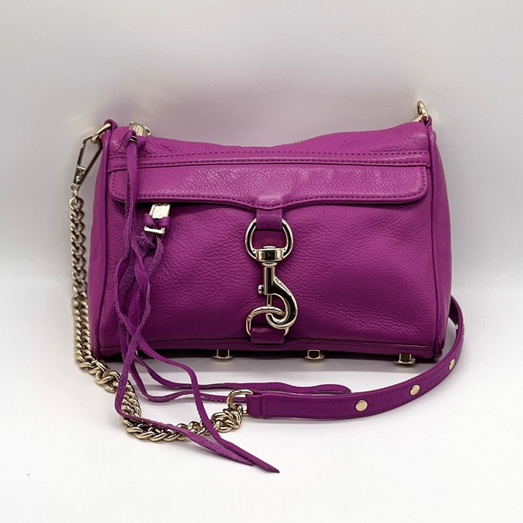Rebecca Minkoff Handbags - REBECCA MINKOFF Mini MAC Crossbody Bag Womens Purple Leather Chain Strap